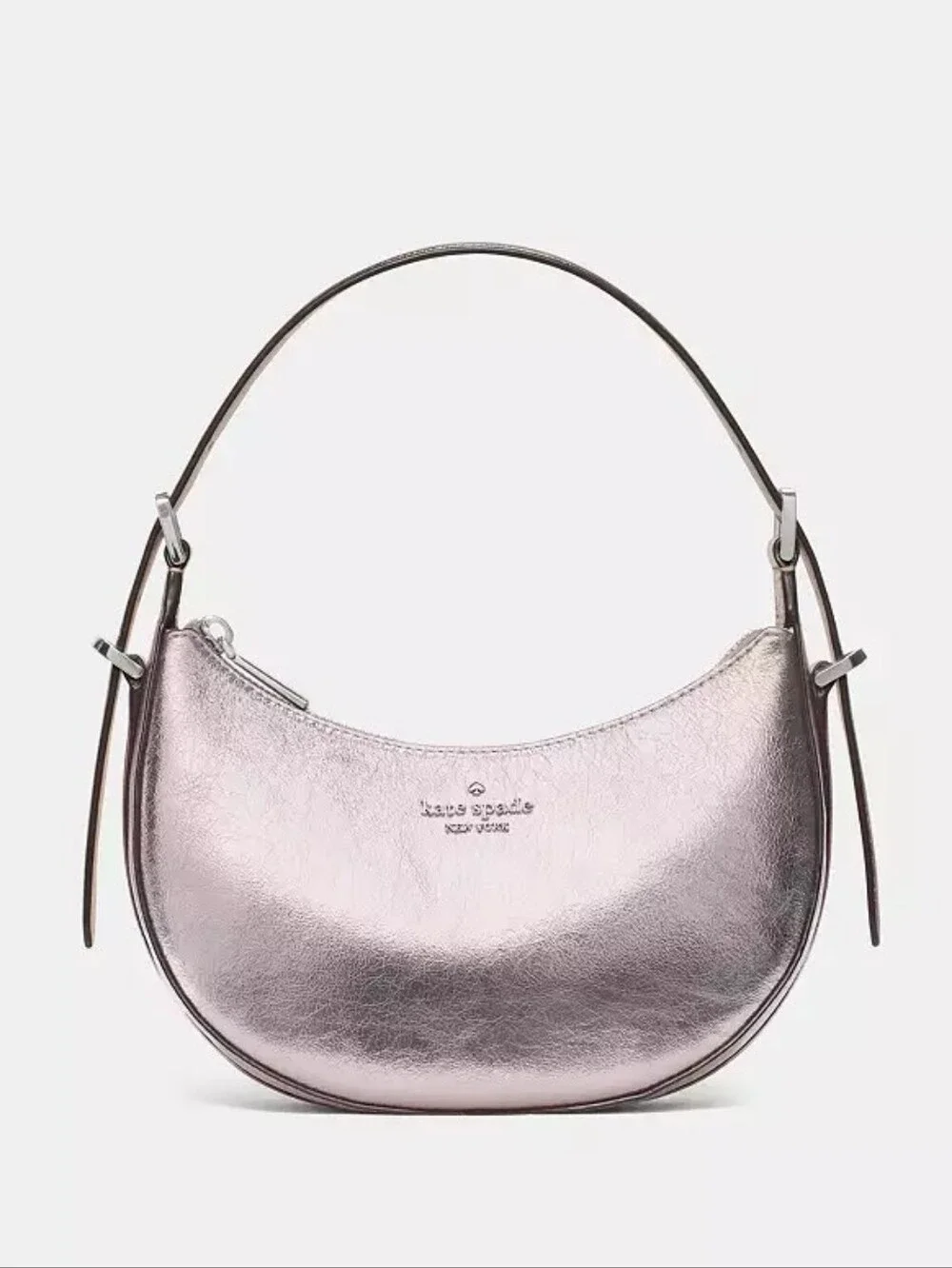 kate spade Crinkle Leather Metallic Crescent Shoulder Bag In Lilac Moonlight